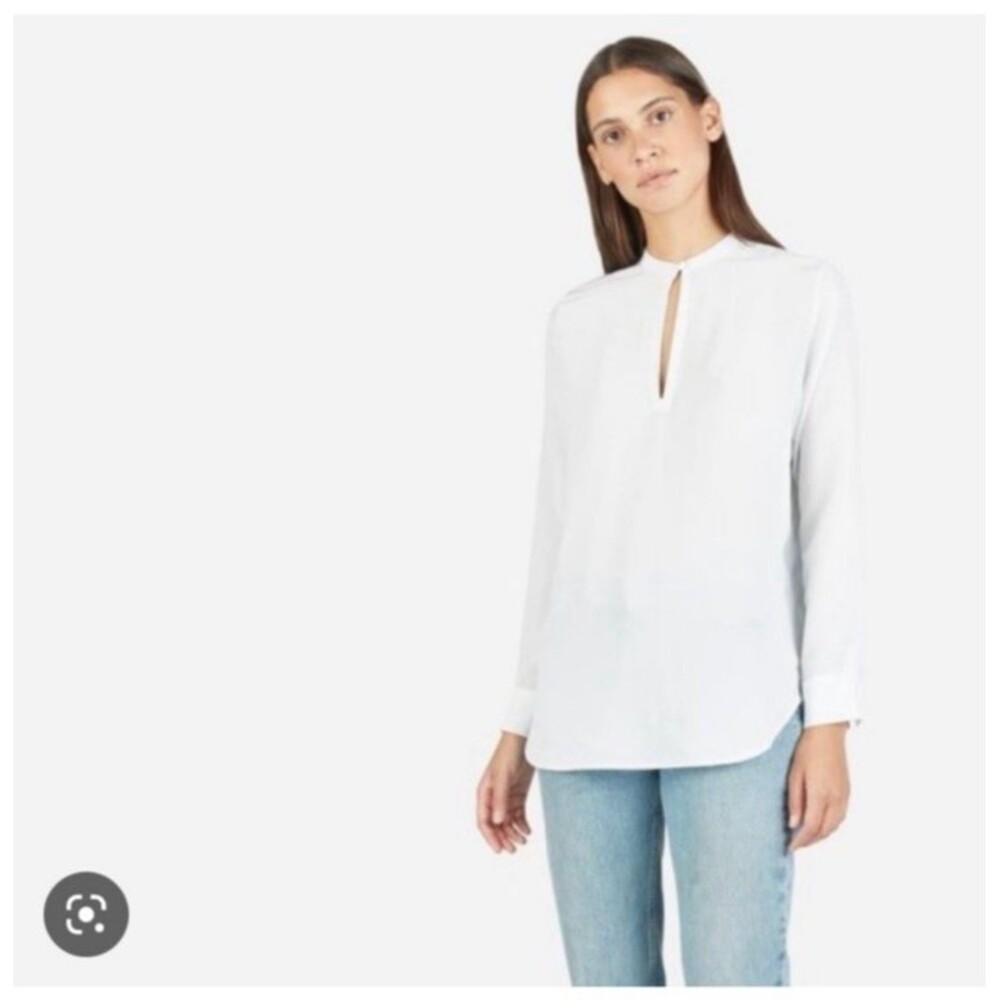 100% Silk Everlane Long Sleeve Tunic Blouse Neutral Elevated Minimalism Size 6